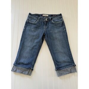 Vigoss Juniors Size 9 Capri Jeans Rhinestone Pocket Cuffed Stretch Denim 9